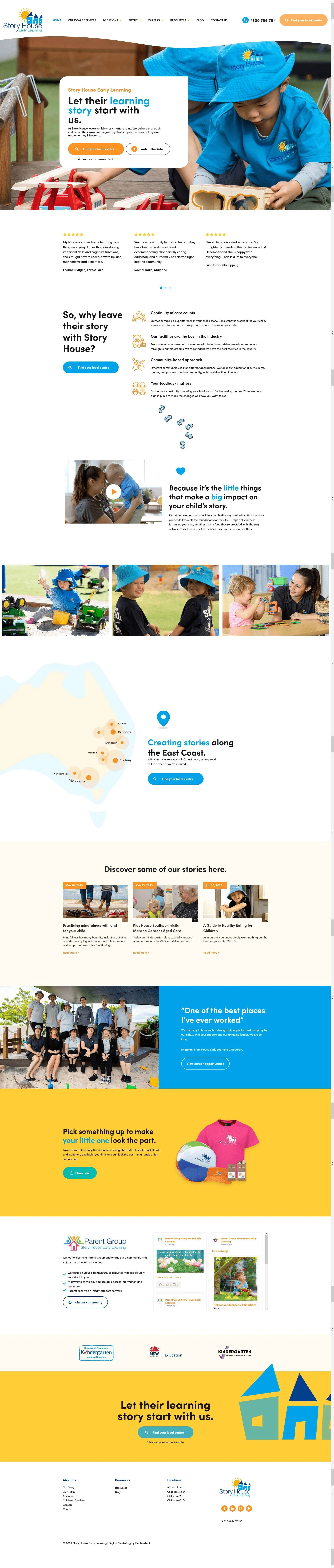 story house early learning chilcare service australia website design